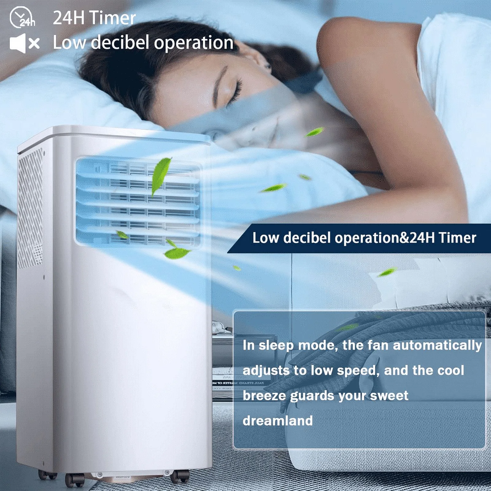 YUKOOL 8000 BTU Portable Air Conditioner,3-in-1 Air Conditioner with Digital Display,with Remote,Portable Air Conditioner for Rooms Below 250 Sqft.