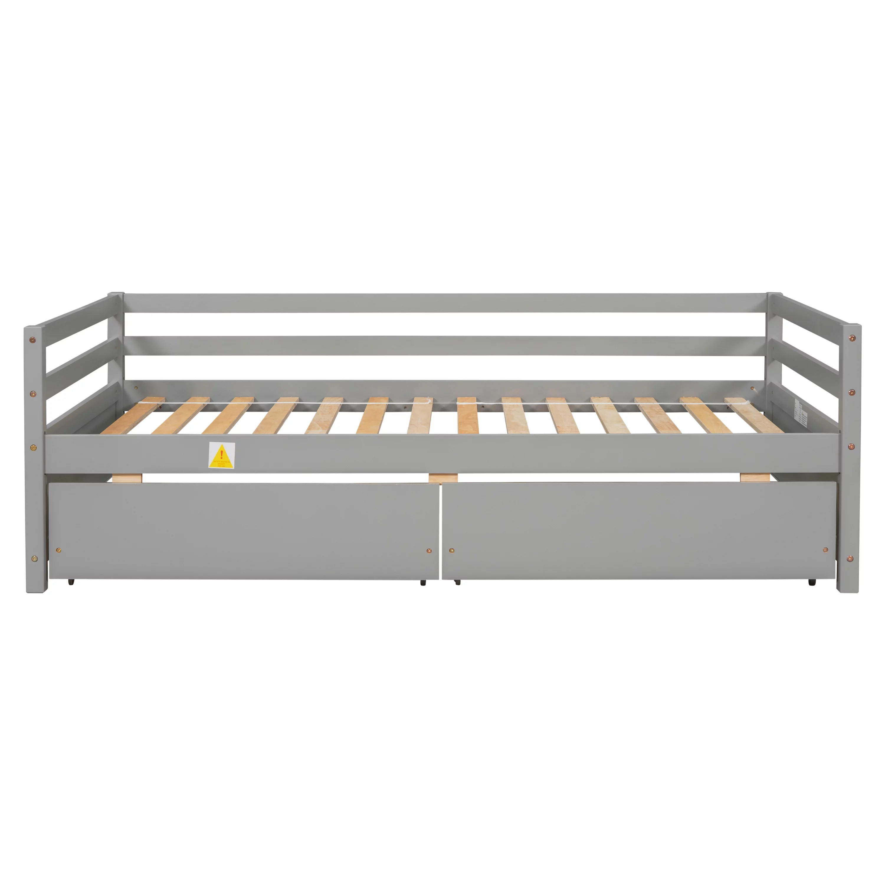 EUROCO Twin Wood Daybed, Sofa Bed with Two Drawers for Bedroom & Living Room, Gray