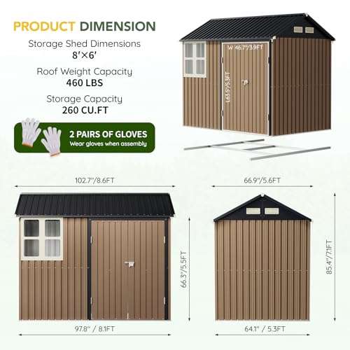 6x4FT Outdoor Steel Storage Shed with Clear Window, Lockable Doors, Weather-Resistant Metal Tool Shed for Garden, Backyard, Patio, and Utility Storage