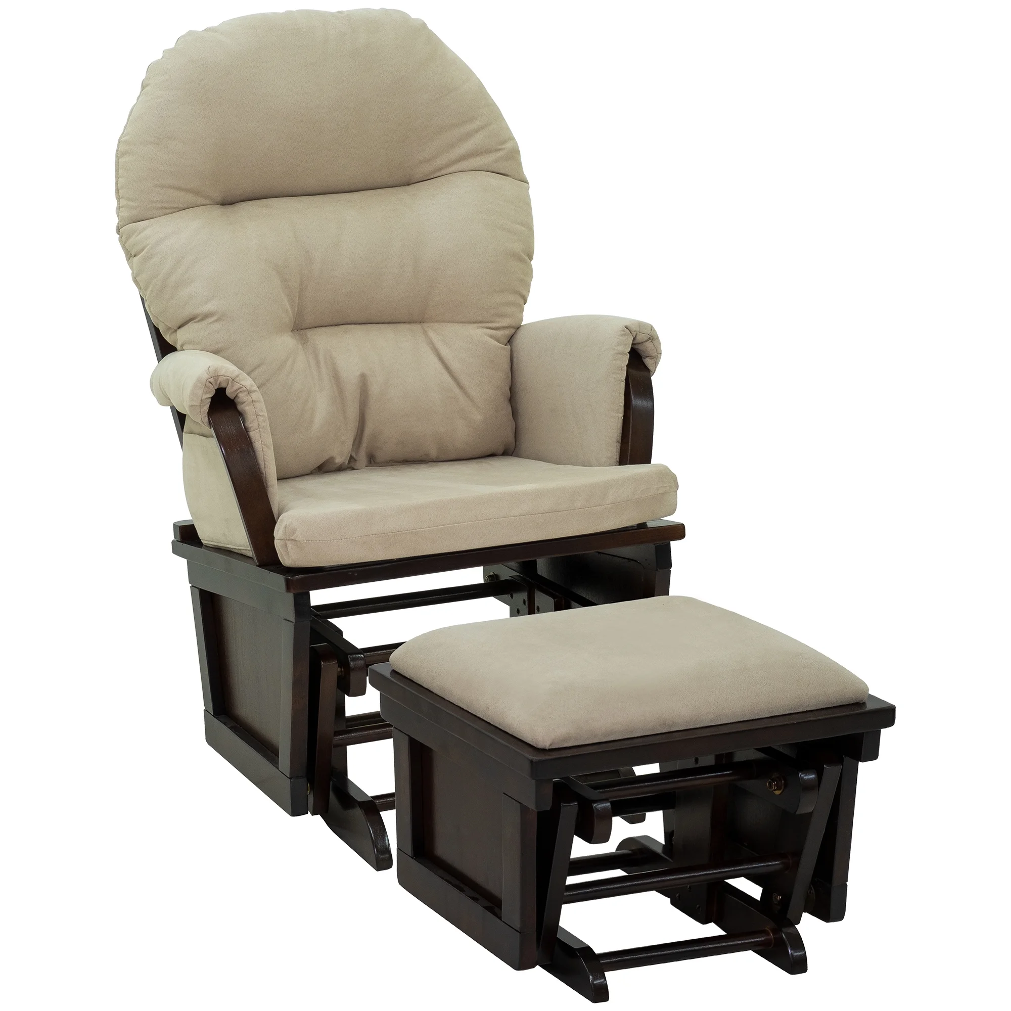 CoSoTower Nursery Glider Rocking Chair with Ottoman, Thick Padded Cushion Seating and Wood Base, Cream White