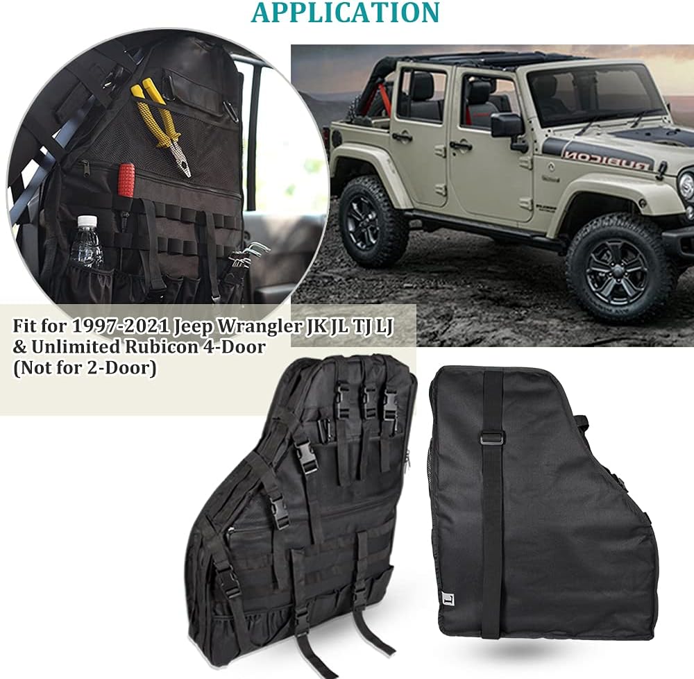 Opall Fits Jeep Wrangler Roll Bar Storage Bag Cage with Multi-Pockets & Organizers & Cargo Bag Tool Kits for Jeep Wrangler JK JL TJ LJ & Unlimited