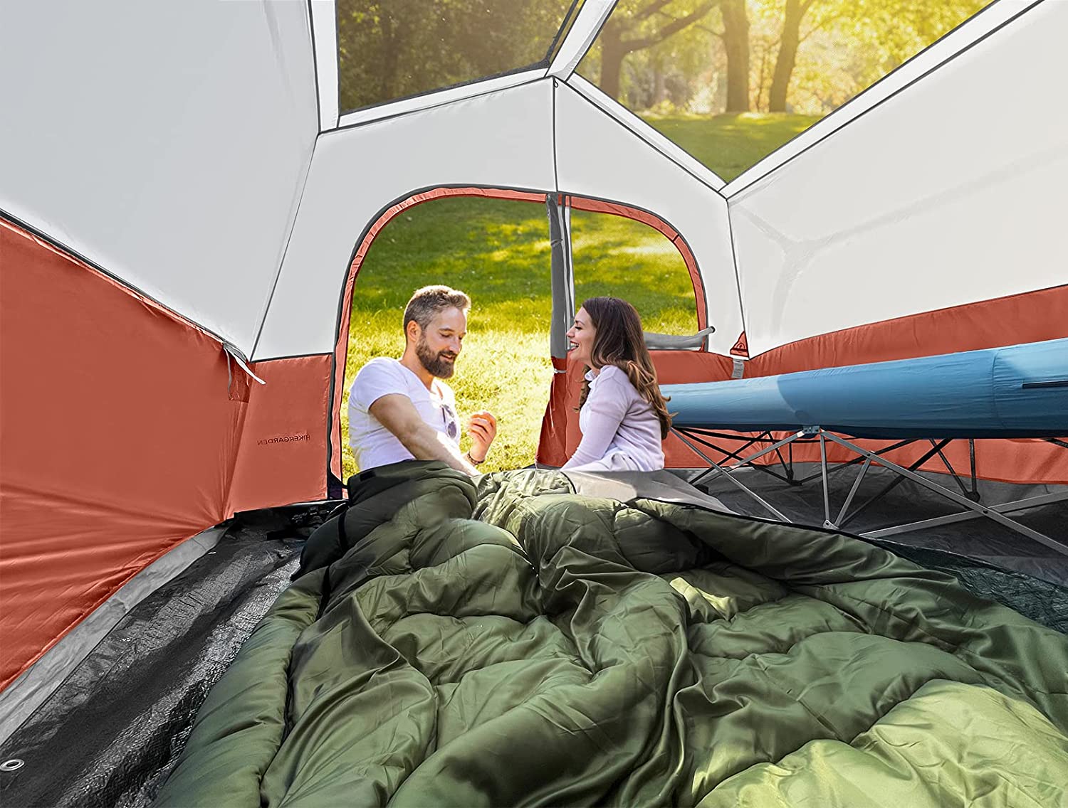 HIKERGARDEN 6 Person Camping Tent - Portable Easy Set Up Family Tent for Camp, Windproof Fabric Cabin Tent Outdoor for Hiking, Backpacking, Traveling