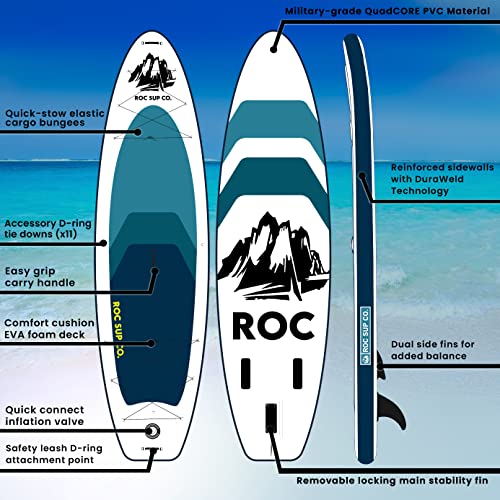 Roc Inflatable Stand Up Paddle Boards with Premium SUP Paddle Board Accessories, Wide Stable Design, Non-Slip Comfort Deck for Youth & Adults