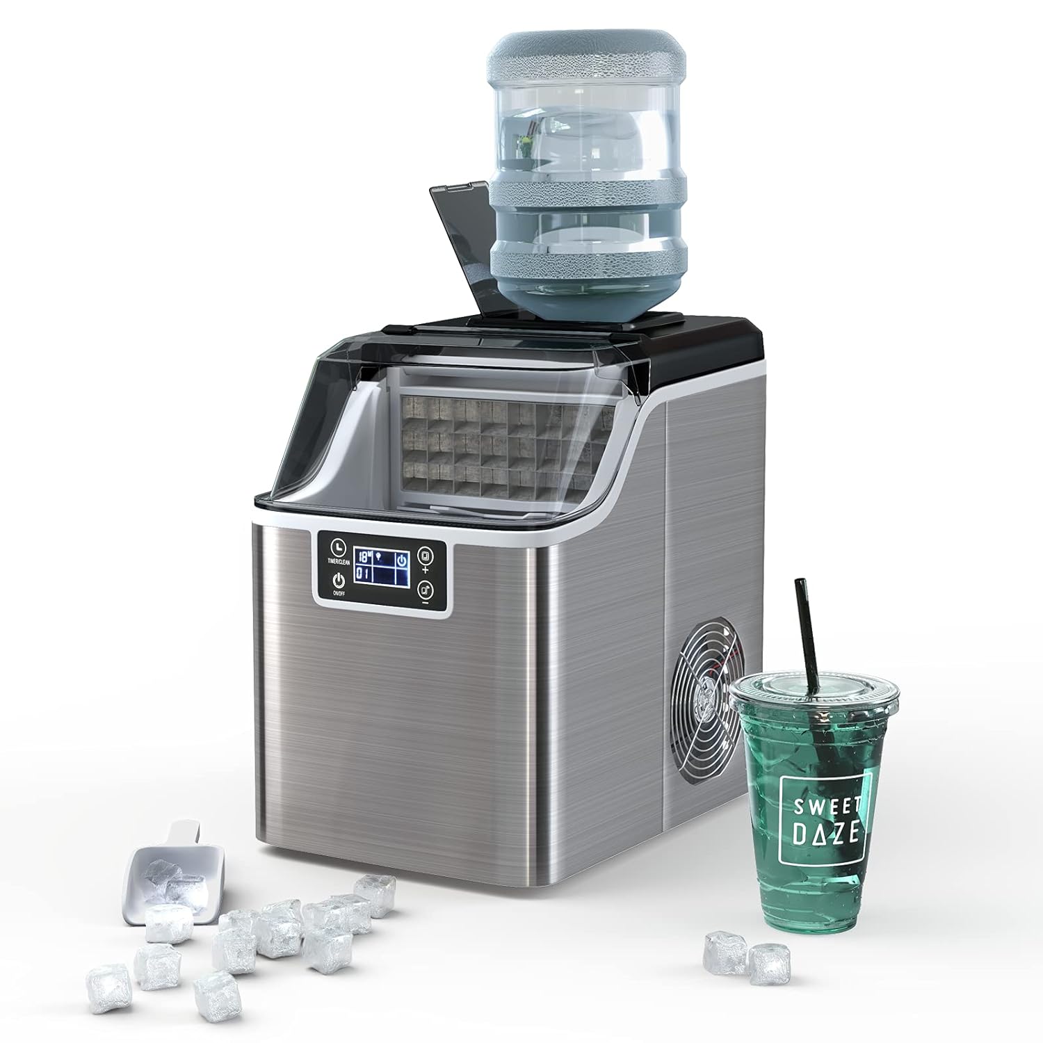 COSTWAY Countertop Ice Maker, 40LBS/24H Portable Compact Ice Machine with Top Inlet Hole, Auto Self-Cleaning Function, 24 pcs Ice Cube in 15 Mins