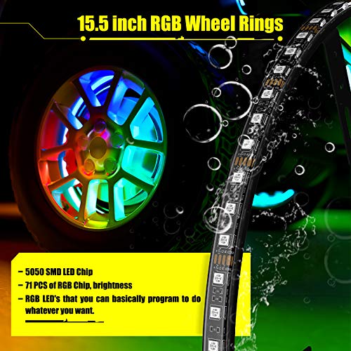 SUNPIE Wheel Lights for Truck - Universal 14.5’’ RGB Rim Light for Car/SUV