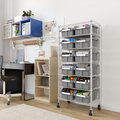 Seville Classics Heavy Duty NSF Bin Rack Solid Steel Wire Shelving Storage Unit, Patented Organizer for Garage, Warehouse, Office, Restaurant