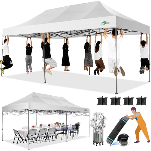 COBIZI 10x20 Heavy Duty Pop up Canopy Tent with 6 sidewalls Easy Up Commercial Outdoor Wedding Party Tents for Parties All Season Wind & Waterproof