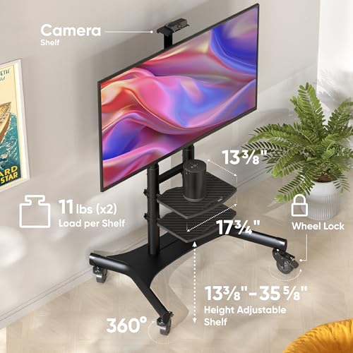ONKRON Mobile TV Stand on Wheels for 50-86 Inch TVs, max Load up to 233 lbs, Adjustable Height TV Stand Movable, max VESA 800x500 - Portable