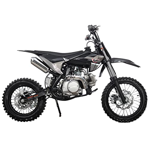 X-PRO X27 125cc Dirt Bike with 4-Speed Semi-Automatic Transmission, Kick Start, Big 14"/12" Tires! Cradle Type Steel Tube Frame! (Black)