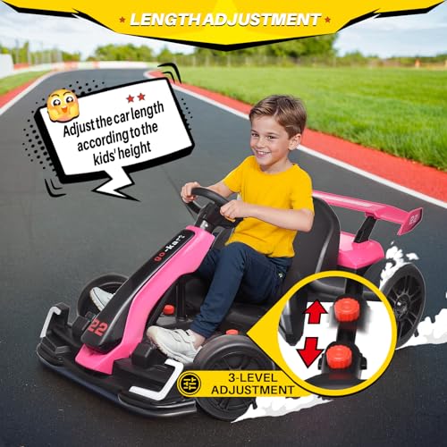 Blitzshark 24V Kids Go Kart 300W Powerful Drift Kart Electric Pedal Kart Outdoor Race Toy, with 2X150W Strong Motor, 7AH Big Battery
