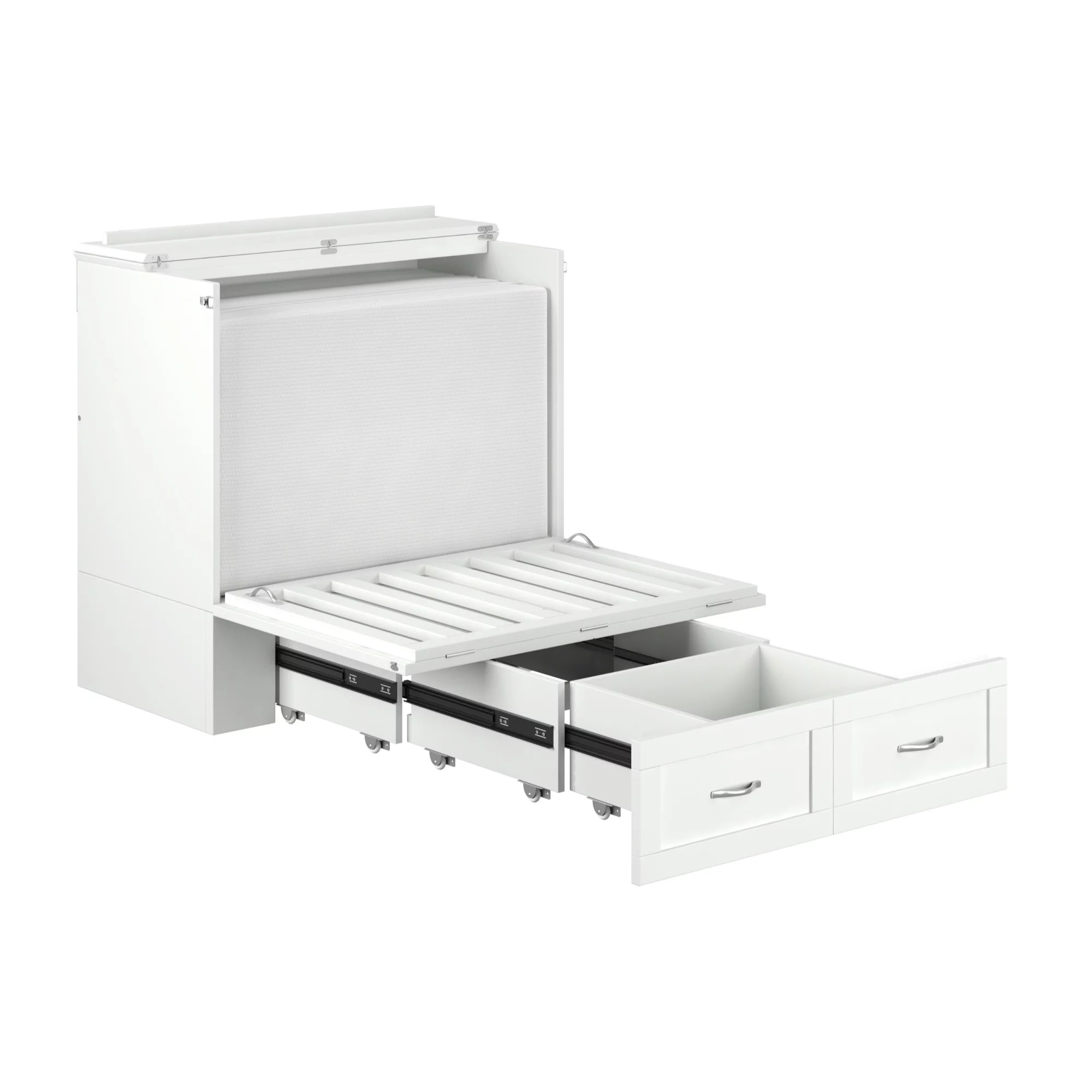 AFI Hamilton Wood Twin Extra Long Murphy Bed Chest in White
