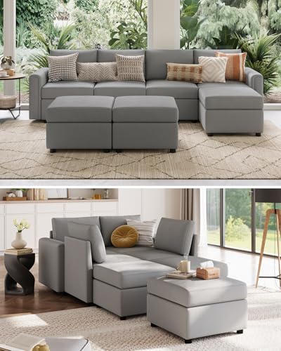 LINSY HOME Modular Sectional Sofa, Convertible U Shaped Sofa Couch with Storage, Memory Foam, Modular Sectionals with Ottomans