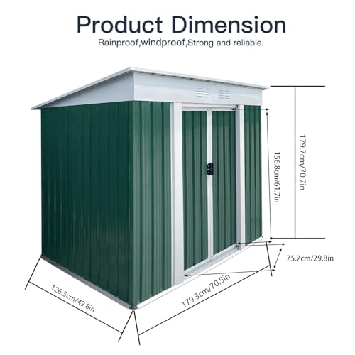 Aidek Outdoor Storage Shed, 5x3 FT Metal Garden Shed with Lockable Sliding Door & Vents