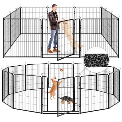 Dog Playpen Outdoor Extra Wide 12 Panels Heavy Duty Anti-Rust Coating-Strengthened Dog Fence 40" Height with Doors Portable for RV Camping Yard