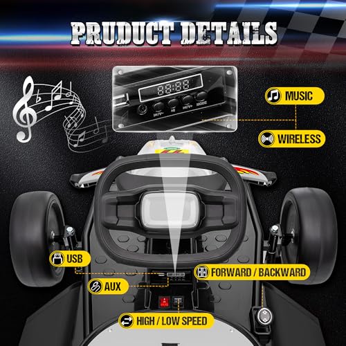 24V Electric Go Kart for Kids, Crazy Drift Cart with 400W Motors, EVA Tires, Max Speed 8.1 MPH, Music, Wireless