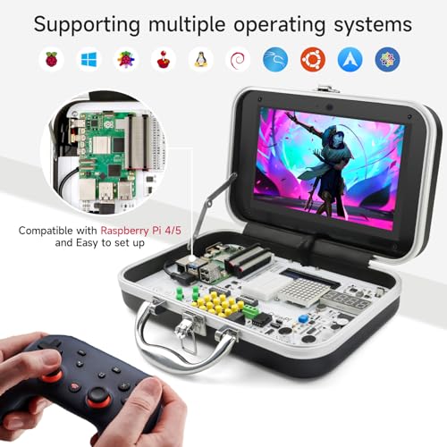 ELECROW for Raspberry Pi 5 8GB Kit, with Pi 5 8GB Single Board Computer, Crowpi Pi 5 Case Kit with 9inch Display