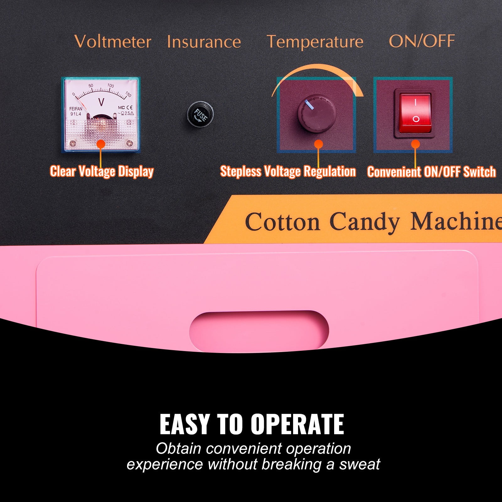 BENTISM Cotton Candy Machine Maker 21 Inch Stainless Steel Bowl