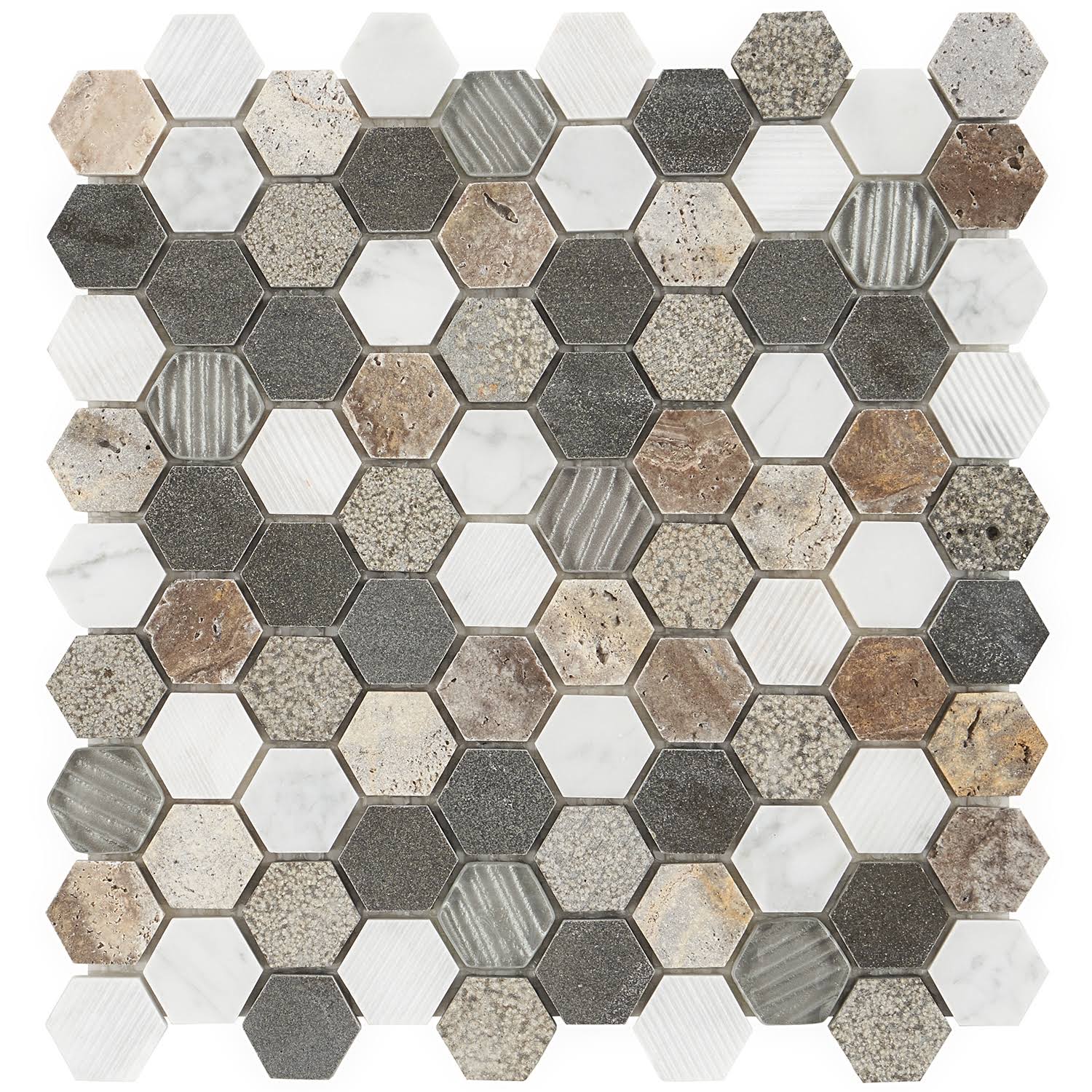 TileBar Esker Stratus Hexagon Marble u0026 Glass Tile, Backsplash and Wall