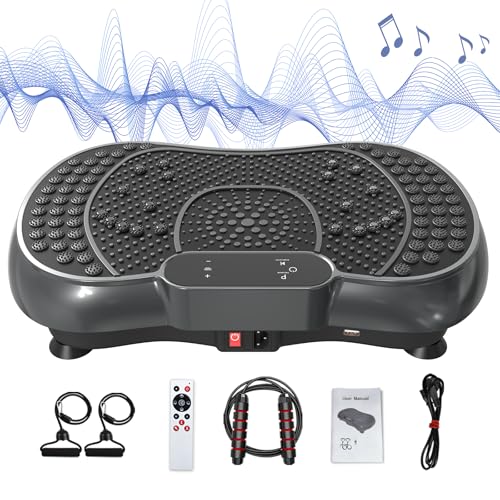 Vibration Plate Exercise Machine for Weight Loss – 100-Speed Platform with Bluetooth Speaker, Remote & Bands