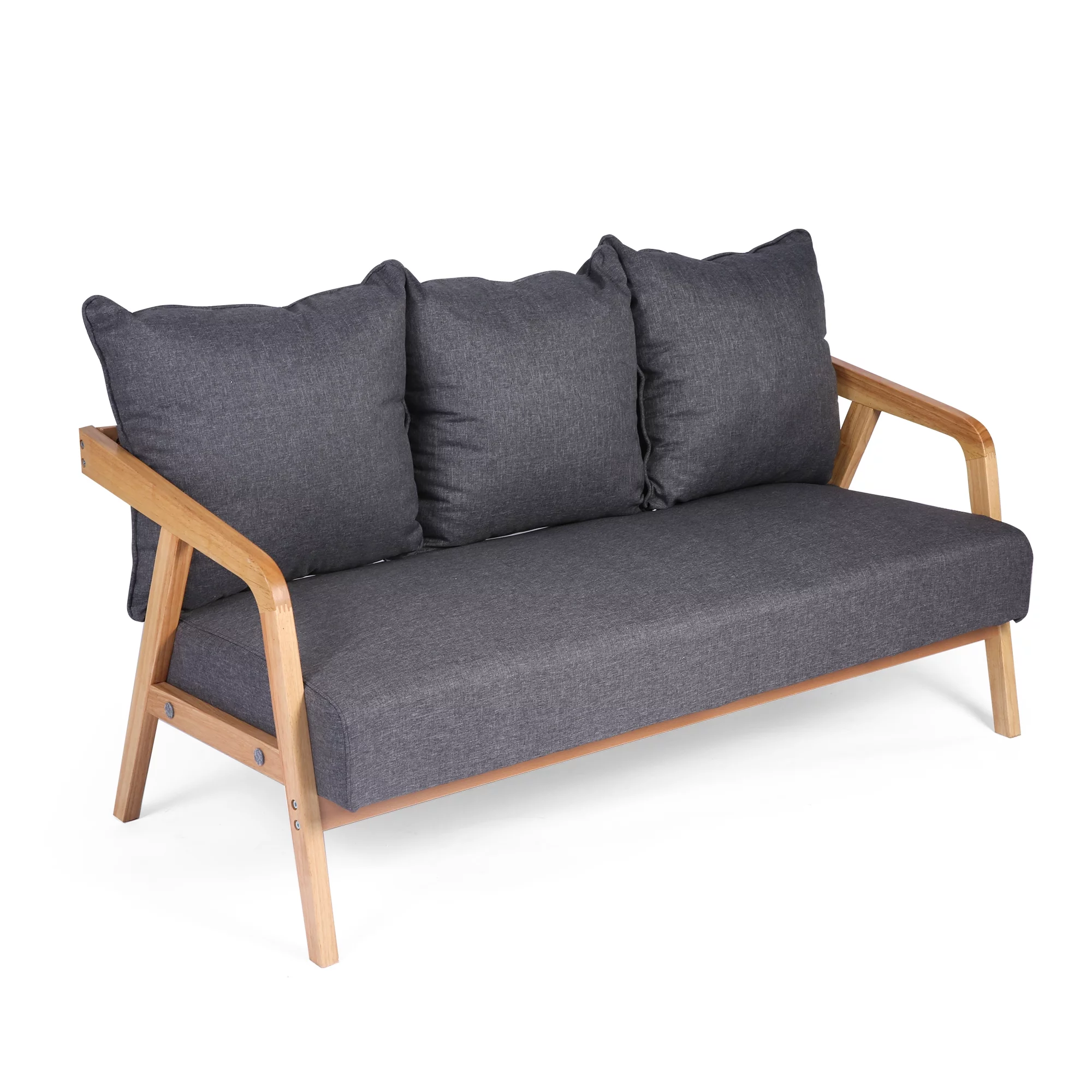 KARMAS PRODUCT 3-Seat Upholstered Loveseat Sofa - Modern Soft Comfort Couch for Living Room, Small Space - Grey Futon Couch