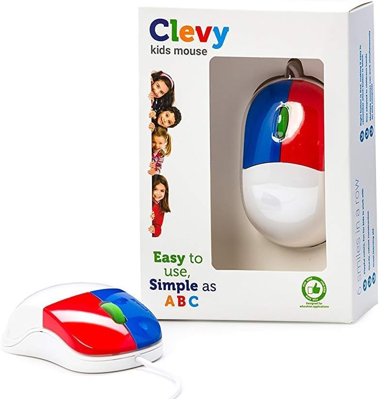 Clevy Bundle Adults/Children: Mouse + Large Print Mechanical Keyboard Spill Proof (Lower Case Color Coded) Matching Mouse Optical Ergonomic USB Easy