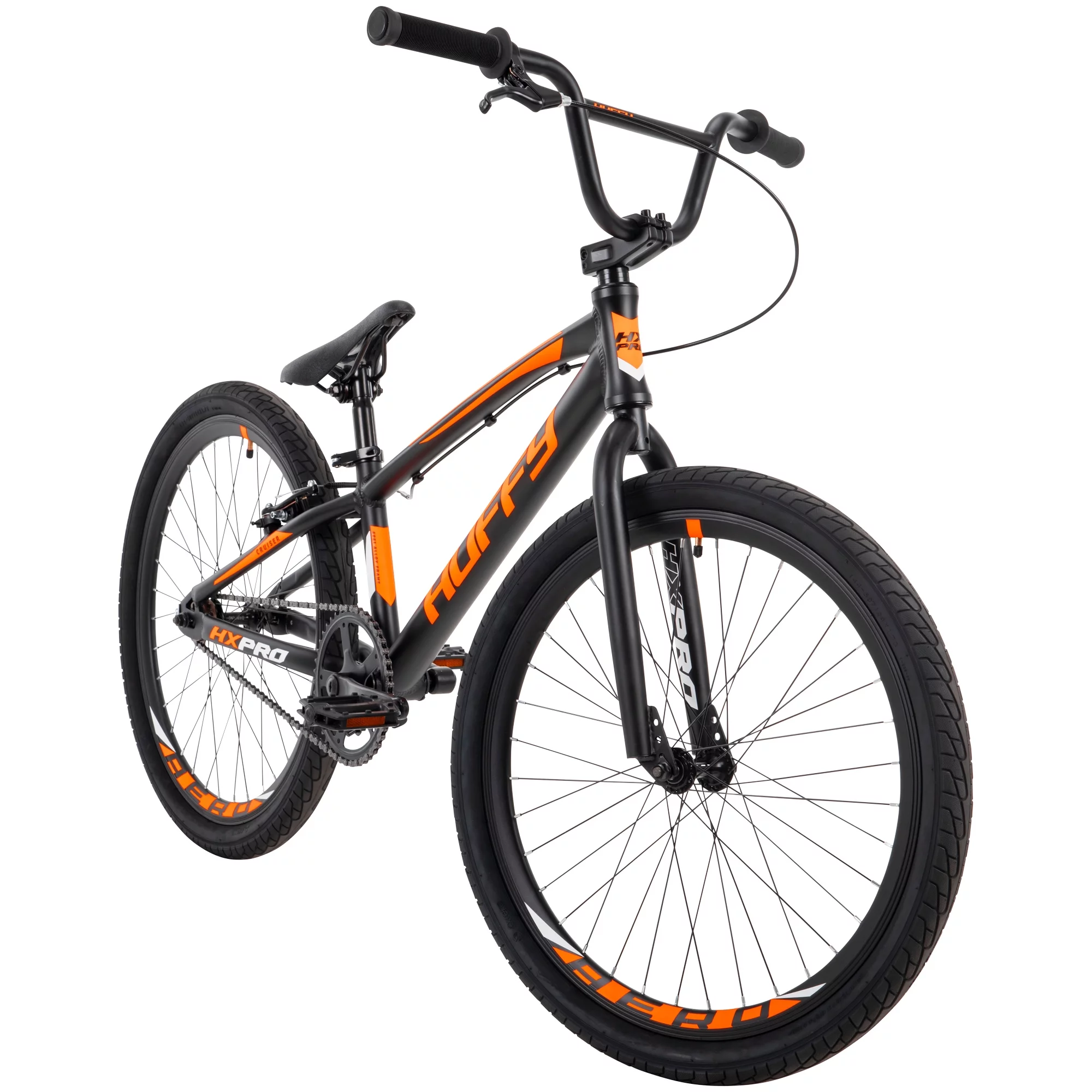 Huffy HX Pro Cruiser 24-inch Aluminum BMX Bike for Boys, Black/Orange