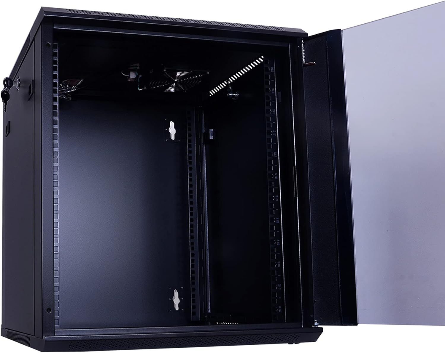 RackPath 9U Performance Wall Mount Server Cabinet Network Rack Enclosure, Quiet Cooling Fan, Locking Glass Door, Black