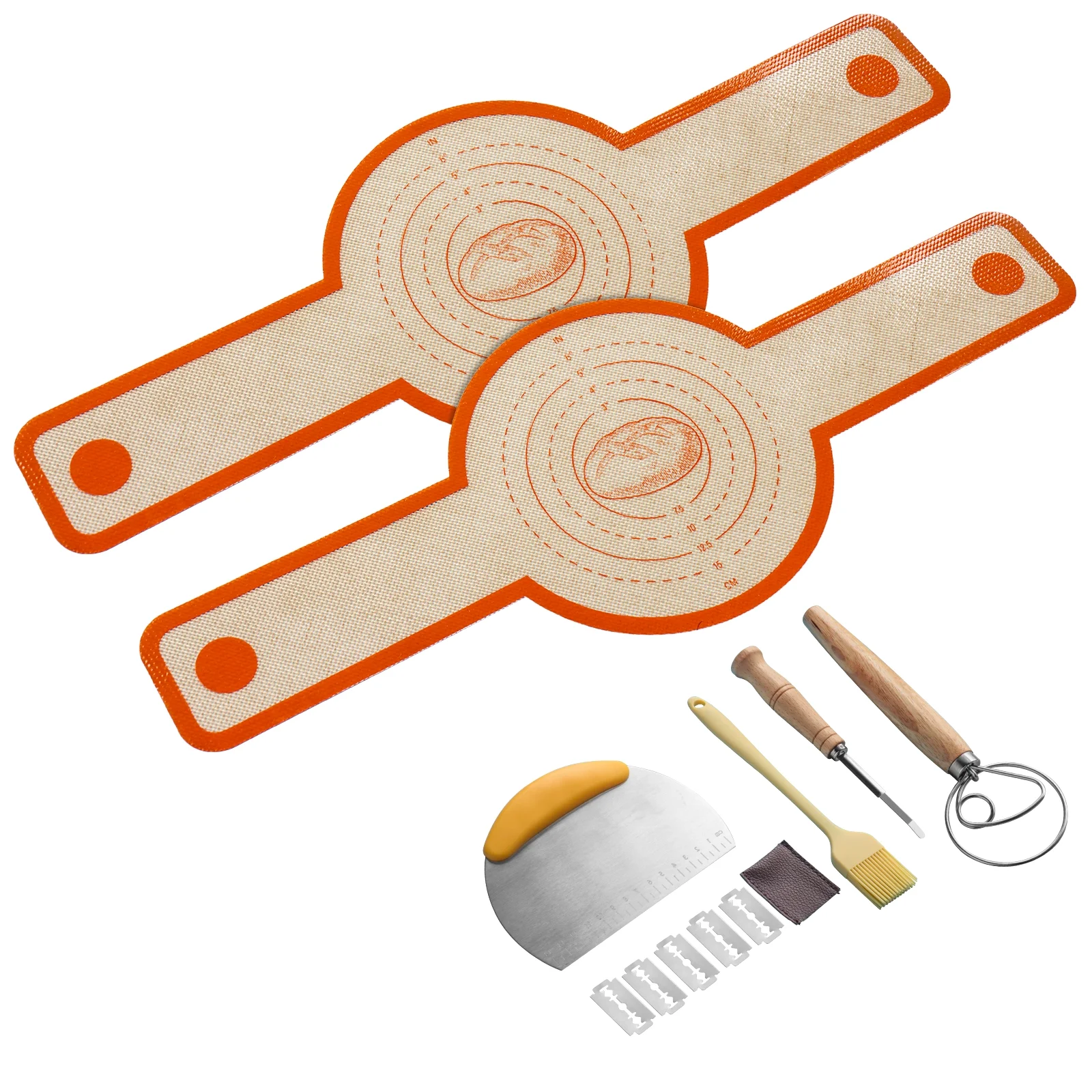 (5 Pcs) Sourdough Bread Baking Supplies Kit,Sourdough Starter Kit Including Silicone Bread Sling,Dough Scraper Basting,Dough Whisk