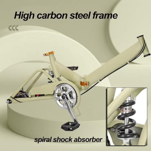 LSQXSS 20inch Folding Bicycles for Traveling Hanging Out,7-speeds Hybrid Bikes,Commuter Bike with Shock Absorber Spring,Integrated Three-Knife Wheel