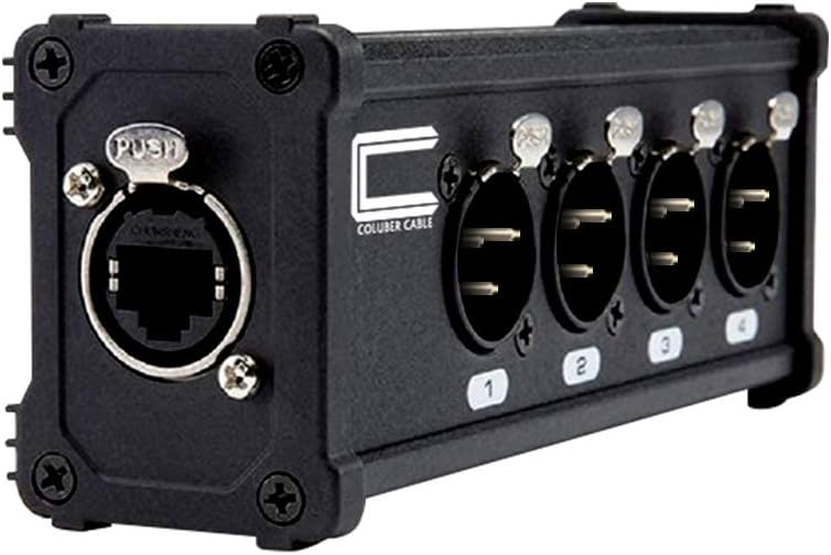 XLR Over Cat5 4 Channel 3-Pin Male Female to Single Ethernet - XLR, AES, DMX Over RJ45 Cat5/Cat6 Audio Over Ethernet Multi Network Snake Receiver