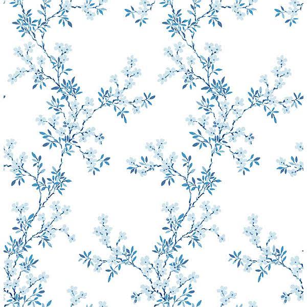 Brewster 2704-22261 Claire Blue Floral Trail Wallpaper