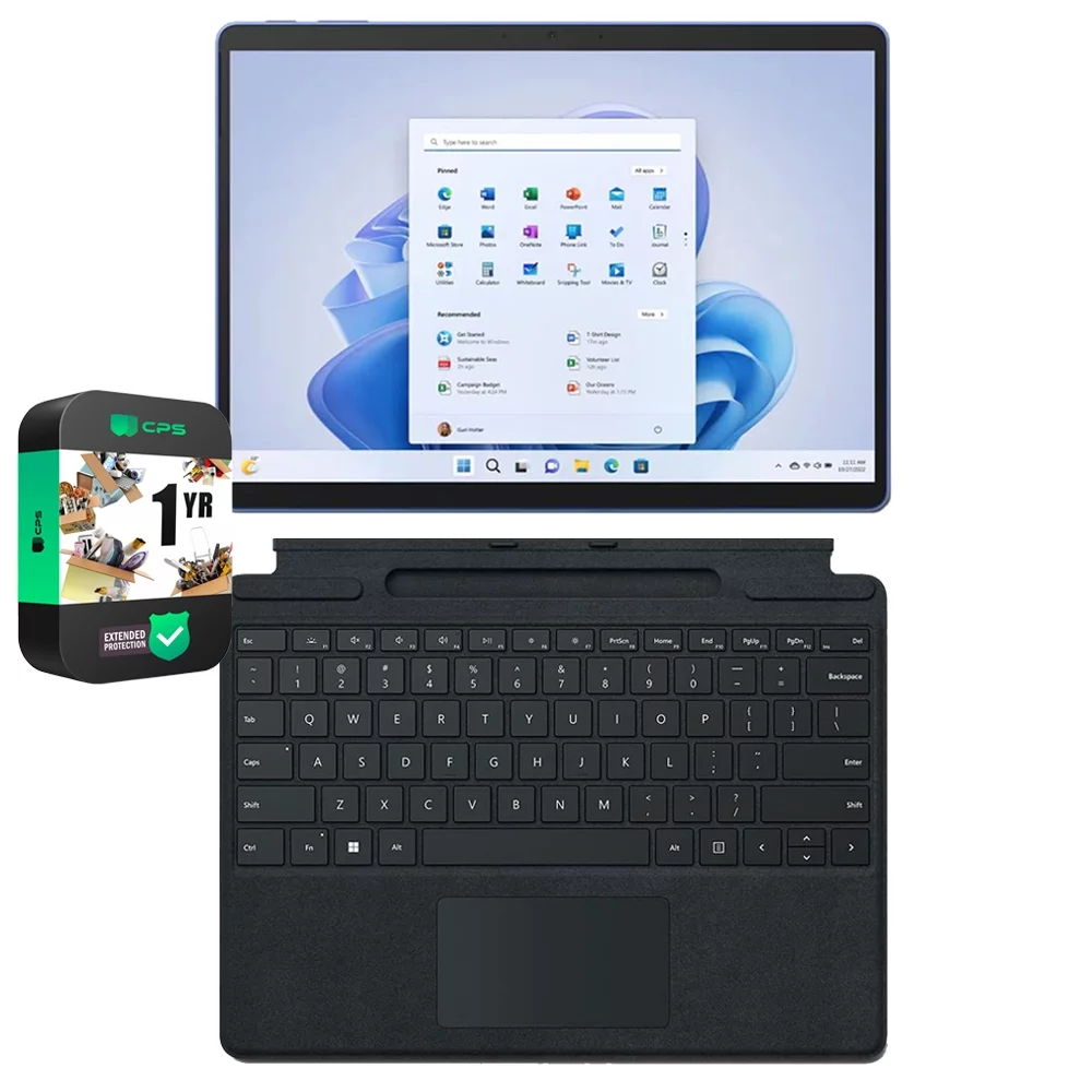 Microsoft QIL-00035 Surface Pro 9 13" Touch Tablet, Intel i7, 16GB/256GB, Sapphire Bundle with Microsoft Surface Pro Signature Mechanical Keyboard