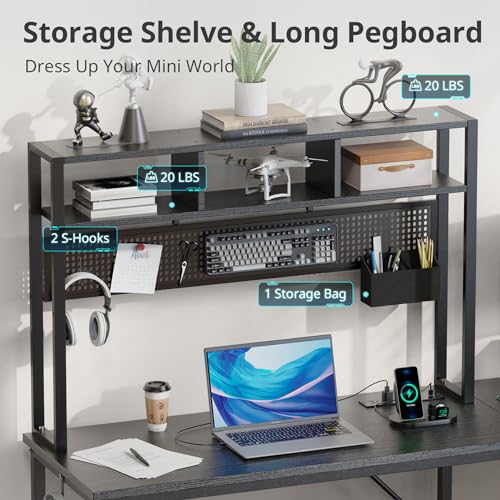 DOMICON L Shaped Gaming Desk 94.5" Computer Desk with Pegboard & Shelves & Drawers