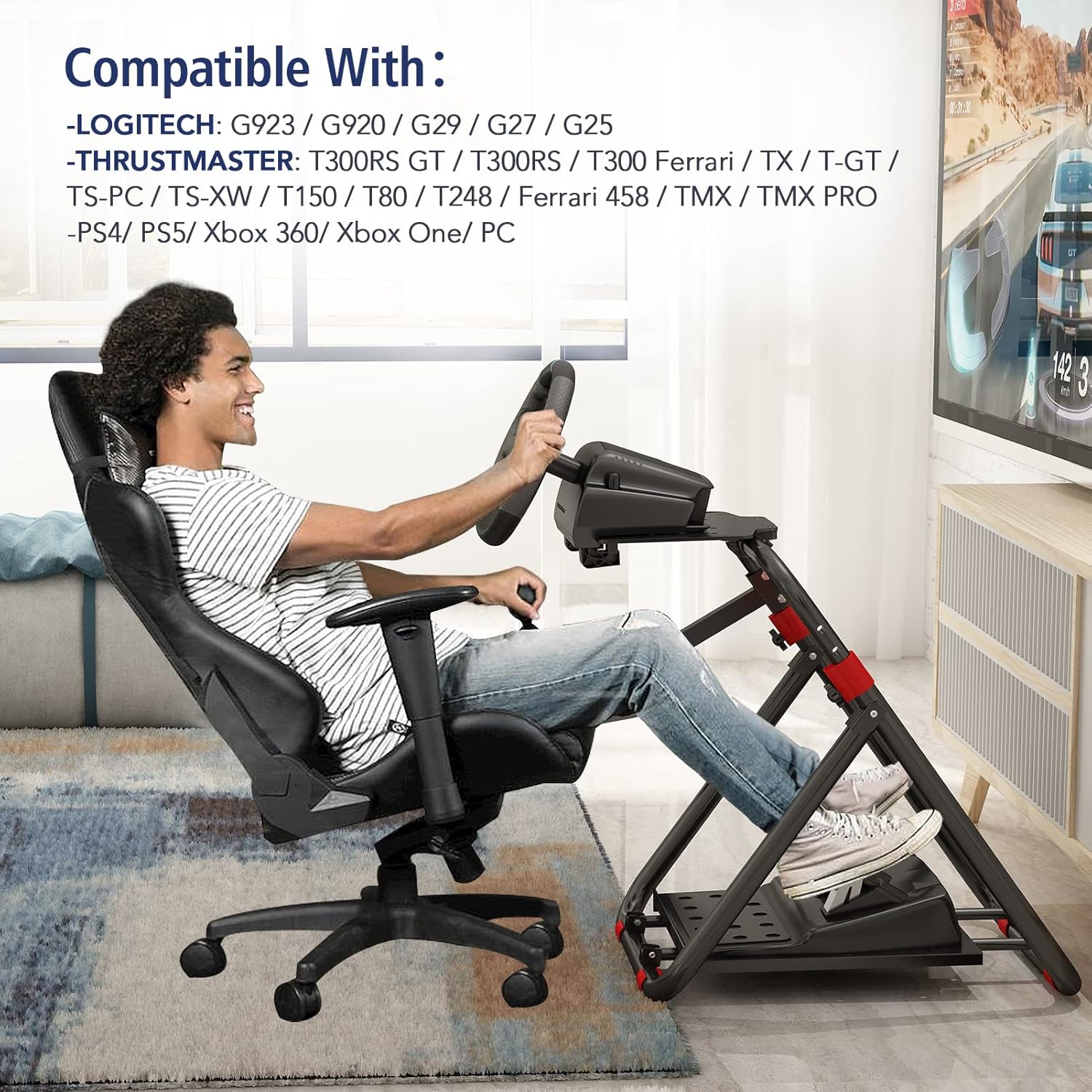 DIWANGUS Racing Wheel Stand Steering Wheel Adjustable Stand Foldable Mount for Logitech G29 G920 G923 G27 G25 for Thrustmaster T248 T300RS T150 458