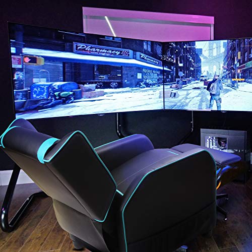 Vitesse Gaming Recliner Chair Racing Style Single Ergonomic Lounge Sofa Modern PU Leather Reclining Home Theater Seat for Living Gaming Room (Blue)