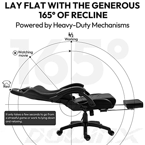 Dowinx Gaming Chair Ergonomic Racing Style Recliner with Massage Lumbar Support