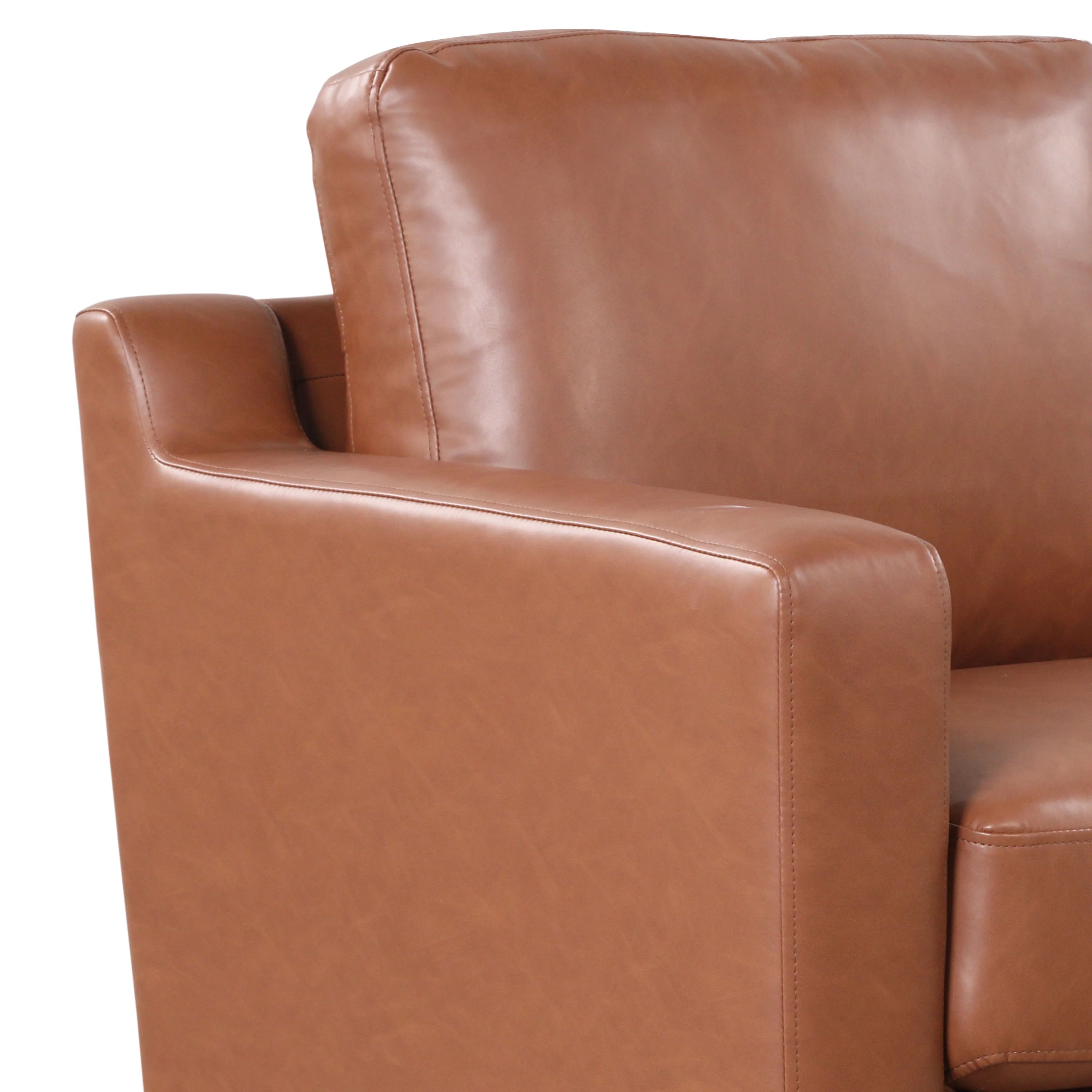 Serta Hemsworth Mid-Century Modern Style Sofa, Brown Faux Leather - Radiant Selections
