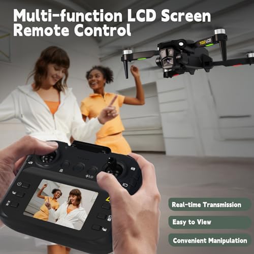 Brushless Motor Drone with LCD Screen Remote Control Drone for Beginners Drones with Camera Foldable RC Quadcopter for Adults TD12LCD