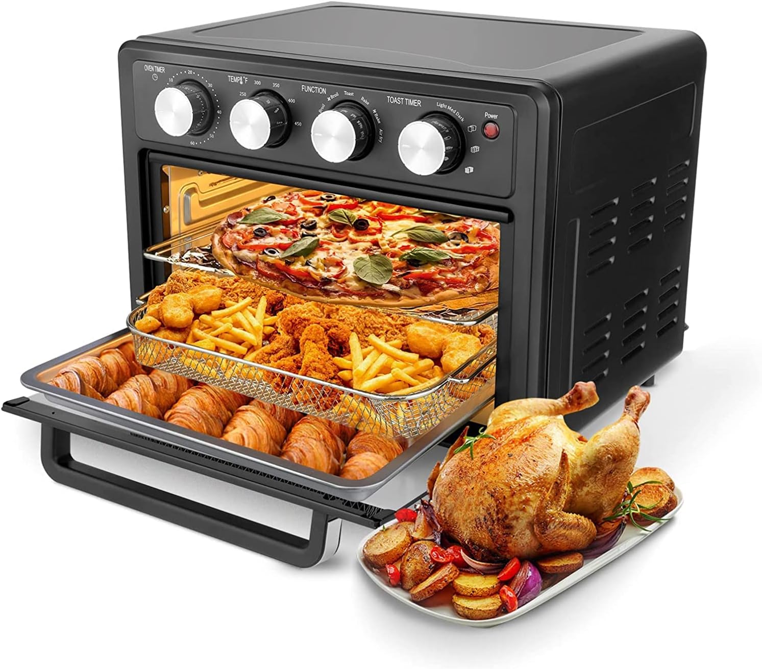 Binkols Air Fryer Oven 25 Quart, 7-in-1 Large Toaster Oven Air Fryer Combo, Large Air Fryer with Air Fry, Broil, Toast, Bake, Warm