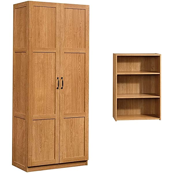 Sauder 419496 Miscellaneous Storage Storage Cabinet, L: 29.61" x W: 16.02" x H: 71.50", Cinnamon Cherry finish Cinnamon Cherry Finish Storage Cabinet