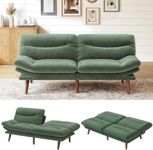 Marsail Futon Sofa Bed, Futon Couch with Adjustable Backrest & Armrests, Convertible Small Sleeper Sofa Bed for Small Apartments, Study Room, Office