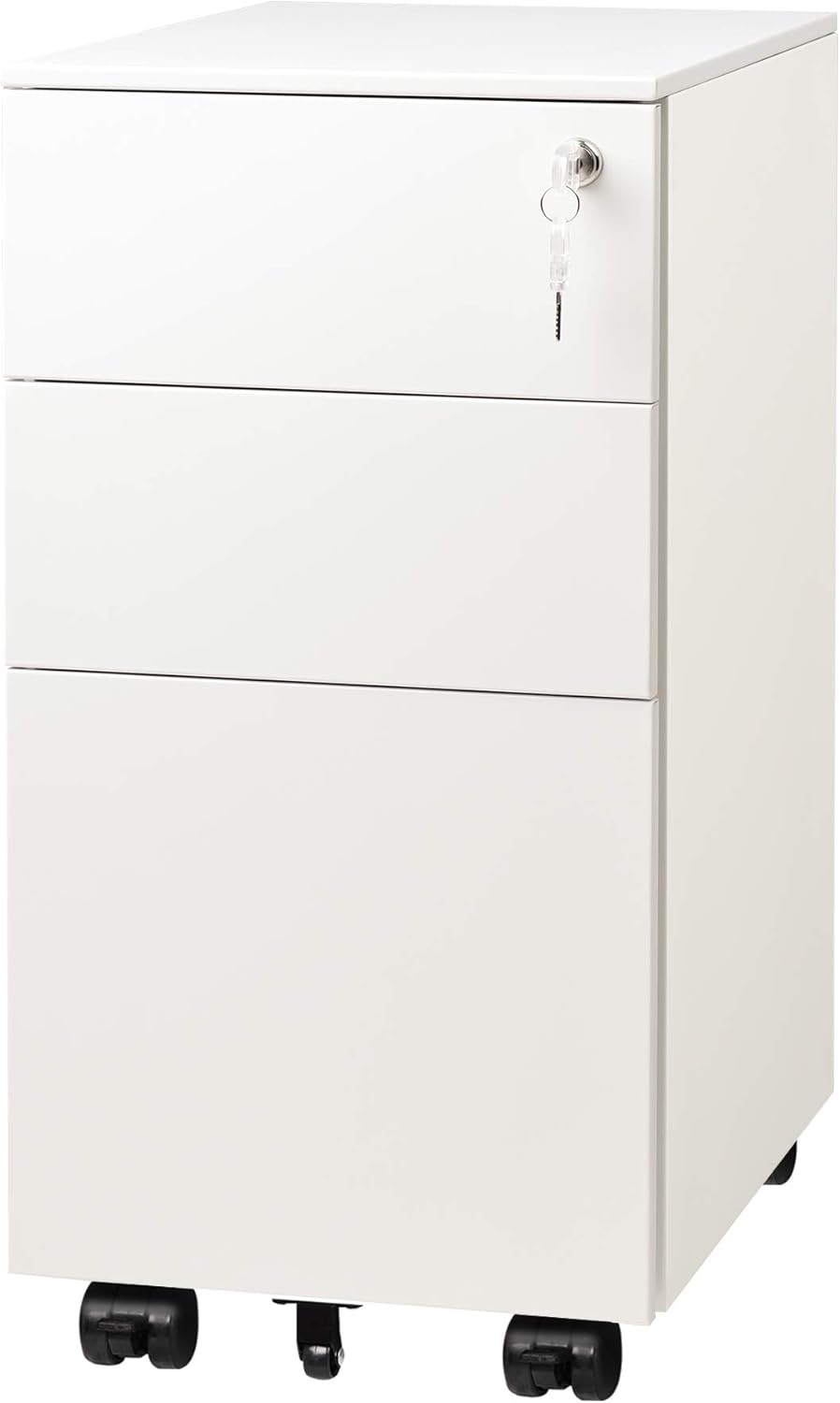 DEVAISE 3 Drawer Vertical File Cabinet, Mobile Filing Cabinet with Slim Width for Home Office, Black
