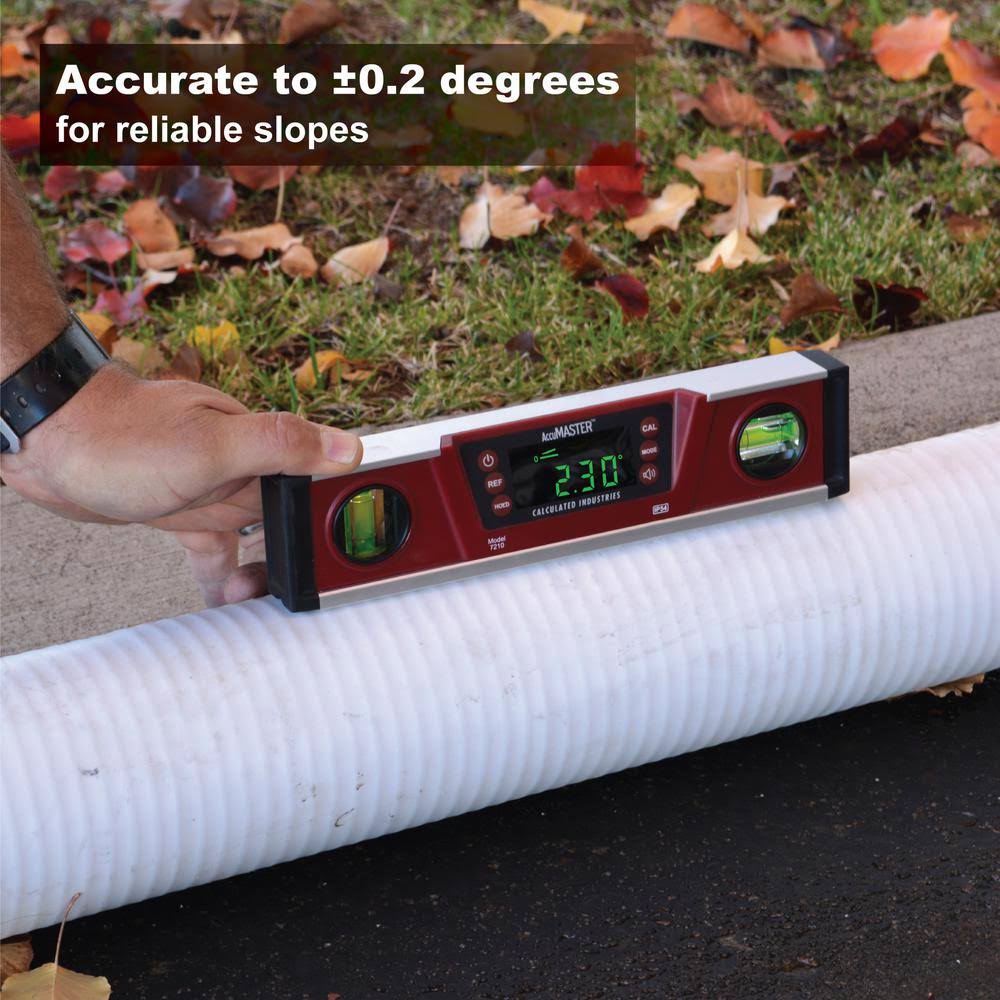 Calculated Industries 7210 AccuMASTER Pro Digital Torpedo Level and Protractor | 10 inch | Neodymium Magnets | Bright LED Displa