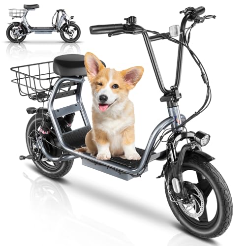 Caroma Peak 500W/800W/1200W Electric Scooter with Seat for Adults,up to 30 Miles&20MPH, 14" Fat Tire