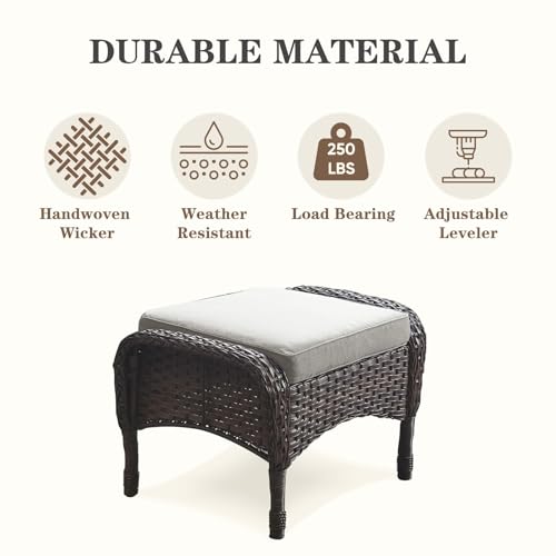 Patio Wicker Chairs Swivel Rocker - Outdoor Swivel Rocking Chairs Set of 2 with Rattan Side Table