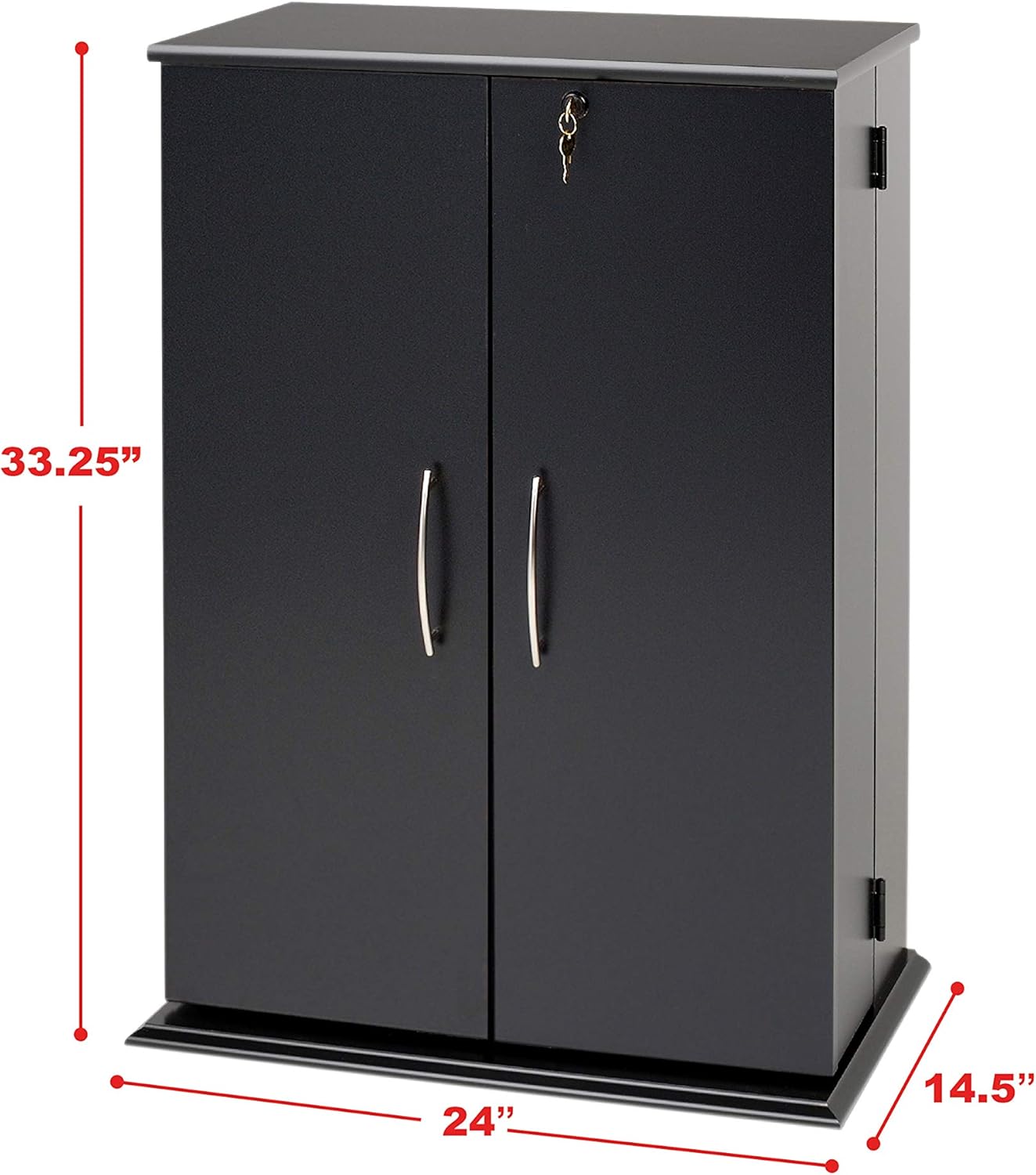 Prepac Locking Media Storage Cabinet, Black