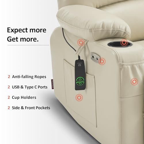 MCombo Oversized Power Lift Recliner Chair for Elderly, Lift Chair with Heat and Massage, Lift Recliner for Big and Tall, Cup Holders