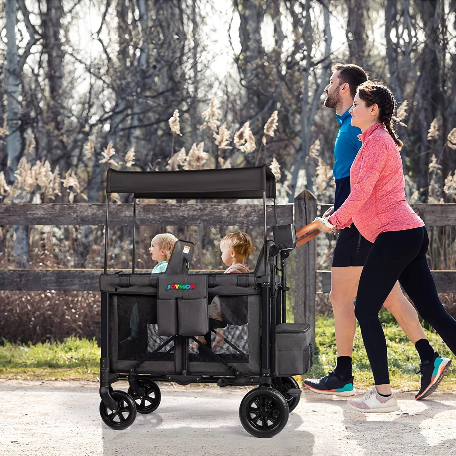 JOYMOR Double Pro Stroller Wagon for 2 Kids, Bus Seating,5 Point Harness for Unisex Infant Toddler