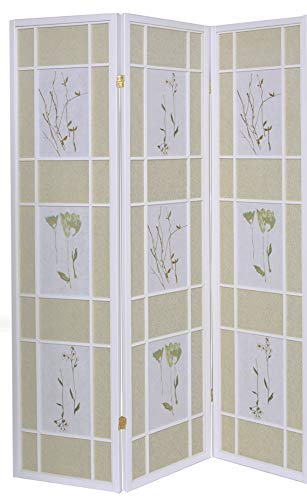 Legacy Decor 3 Panel Room Divider Privacy Screen Botanical Floral Accented Black 71” Tall