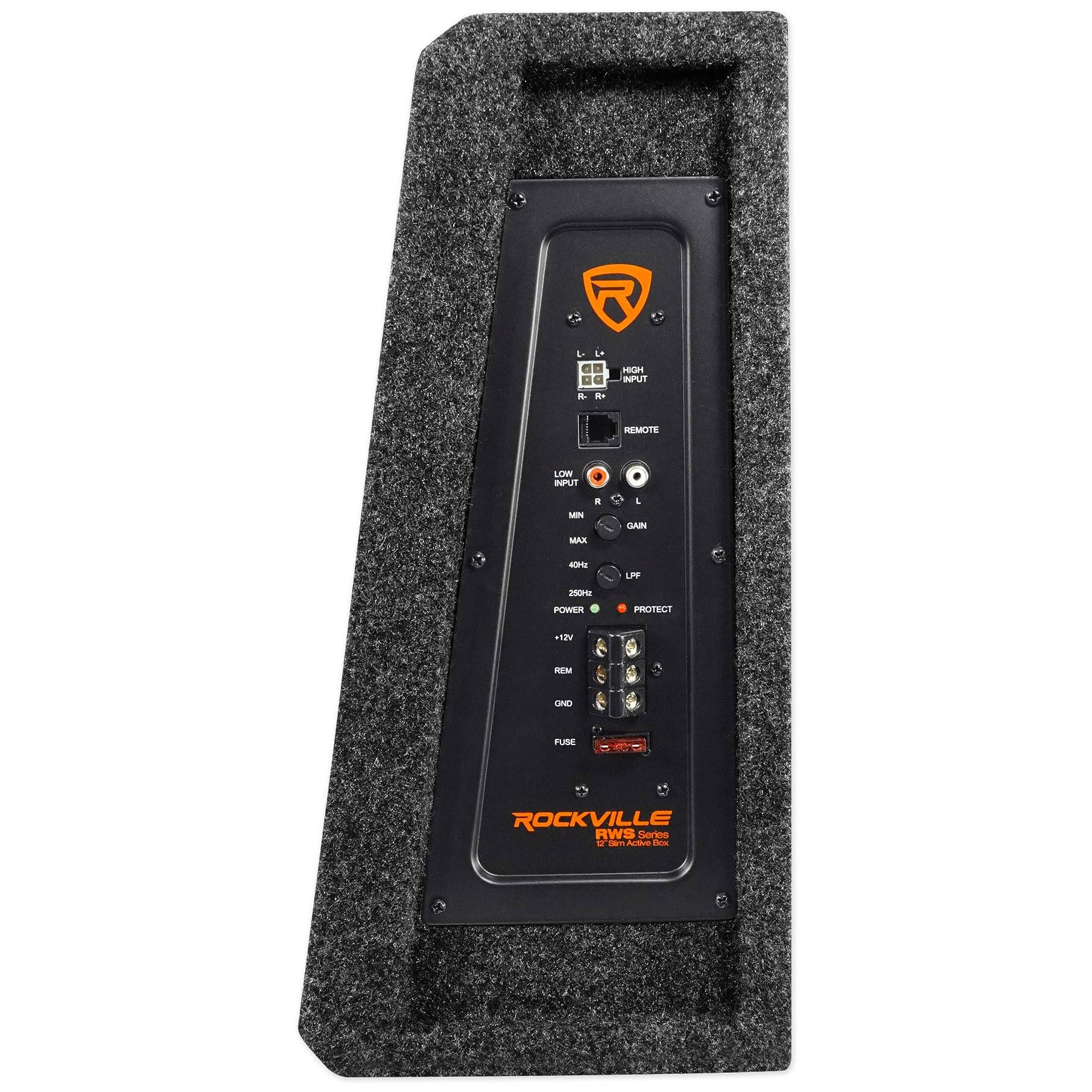 Rockville RWS12CA Slim 1200 Watt 12x22 Amplified Powered Car Subwoofer